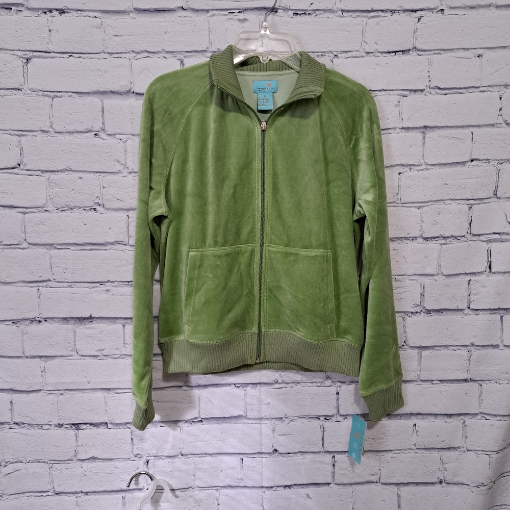 TANGERINE Velour Sweater Green Size Medi…